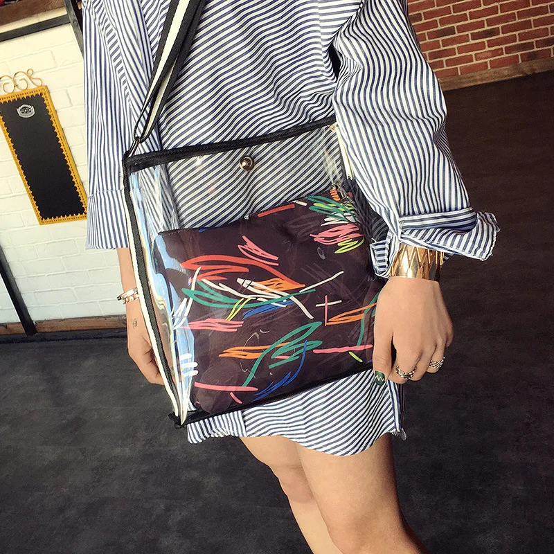 Clear bag Women Transparent Fashion Beach Bag 2024 Female Two in one High Quality Shoulder Bag Large Summer Comfortable