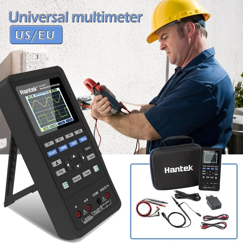 Hantek 3in1 2D72 250MSa/S Digital Oscilloscope Waveform Generator Multimeter USB Portable 2 Channel 40mhz 70mhz Multifunction