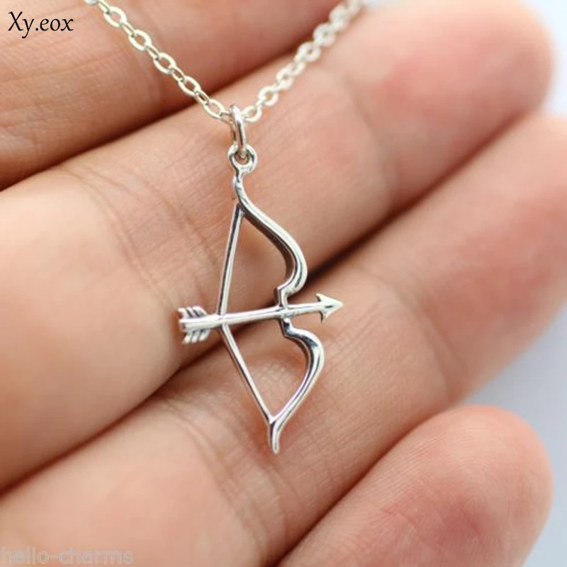 Fashion Womens Girl Silver Plated Bow Arrow Pendant Chain Necklace Gifts