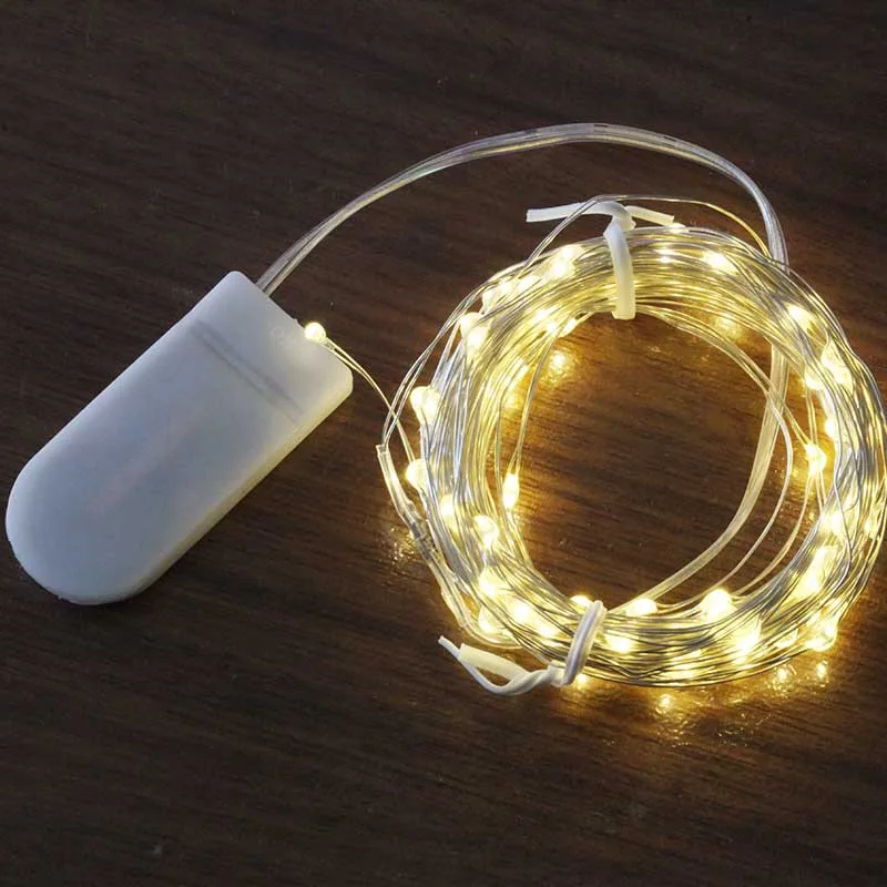 YIYANG Christmas Lights 1M Waterproof Silver mini Fairy String Light Warm White Decoration Lamp Home Wedding CR2032 Battery