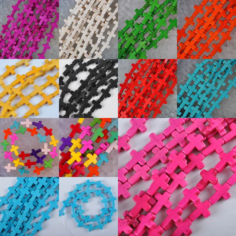 12x16MM Turkusowe luźne koraliki Krzyżowe pasmo 15,5 cala Biżuteria dla kobiet Prezenty