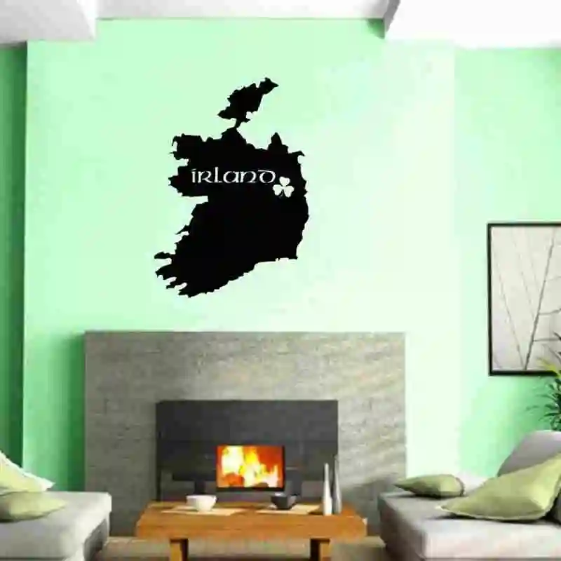 Ireland Map Sticker Decal Muurstickers Posters Vinyl Wall Decals Pegatina Quadro Parede Decor Mural Ireland Map Sticker