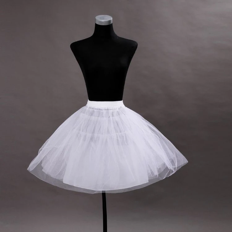 High Qiality  White No Hoop Short Petticoat Crinoline For Girls Tutu Skirt Ball Gown Underksirt