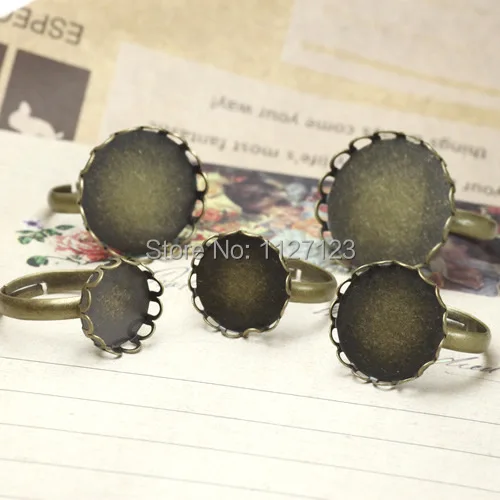 

Free ship!!!200piece 20mm Ring base with round lace edged cabochon mountings