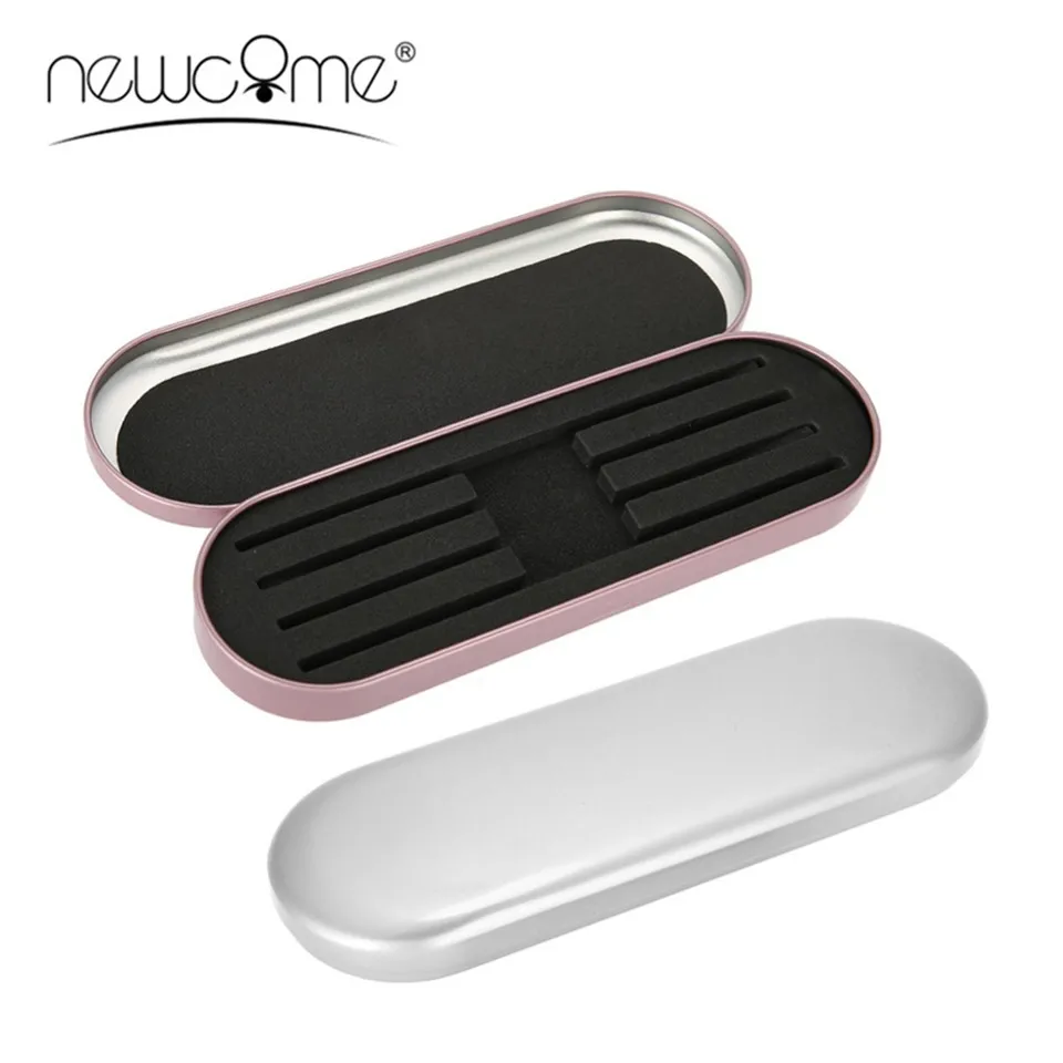 NEWCOME Professional Color Tweezers Tinplate Storage Box Organizer Case for Eyelash Extension Salon Tweezer Boxs Makeup Tool