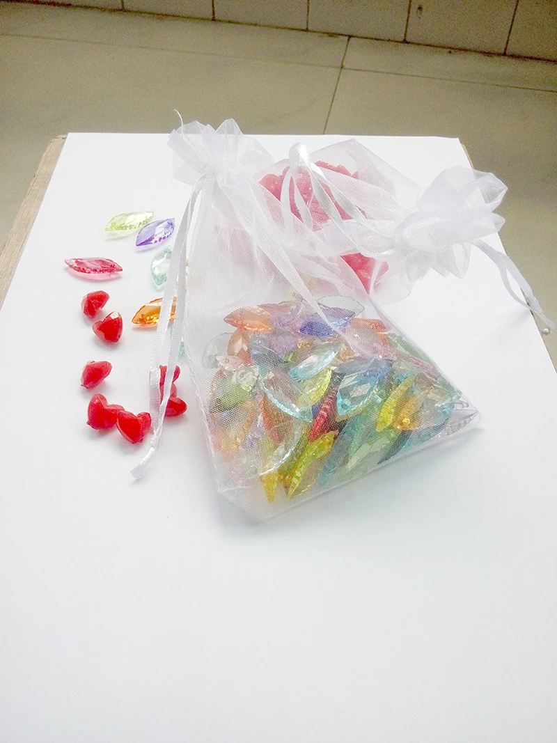 500pcs 9*12 White gift bags for jewelry/wedding/christmas/birthday Organza Bags with handles Packaging Yarn bag