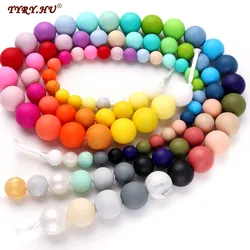 TYRY.HU 100pc 9/12/15mm Silicone Beads Food Grade Baby Chewable Teething Beads Safe Nursing For Baby Jewelry Making Necklace DIY