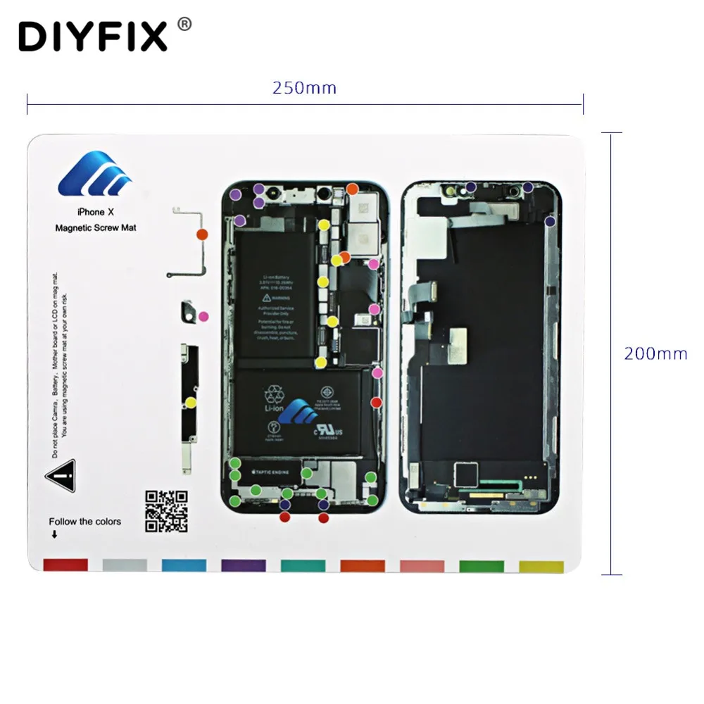 Diyfix esteira de parafuso magnético, 1 peça para iphone x 25*20 cm, guia profissional, ferramentas de reparo de celular