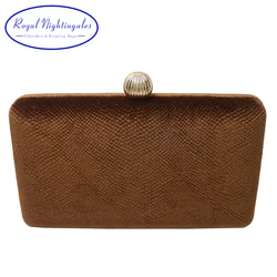 Royal Nightingales new coffee brown hard box evening clutches and evening bags for matching shoes and party for gift