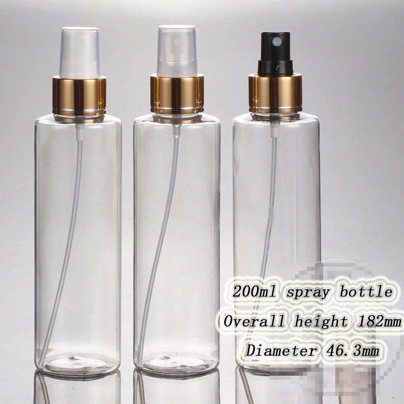 Capacity 200ml 20pcs/lot factory wholesale gold and silver Electrochemical aluminum spray bottle plastic bottle