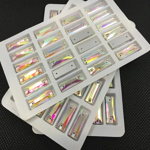 

3255 Cosmic Baguette Sew On Glass Stones Crystal AB Color 6x18mm,7x21mm,8x24mm,9x27mm,5x15mm Rectangle Sewing Crystals