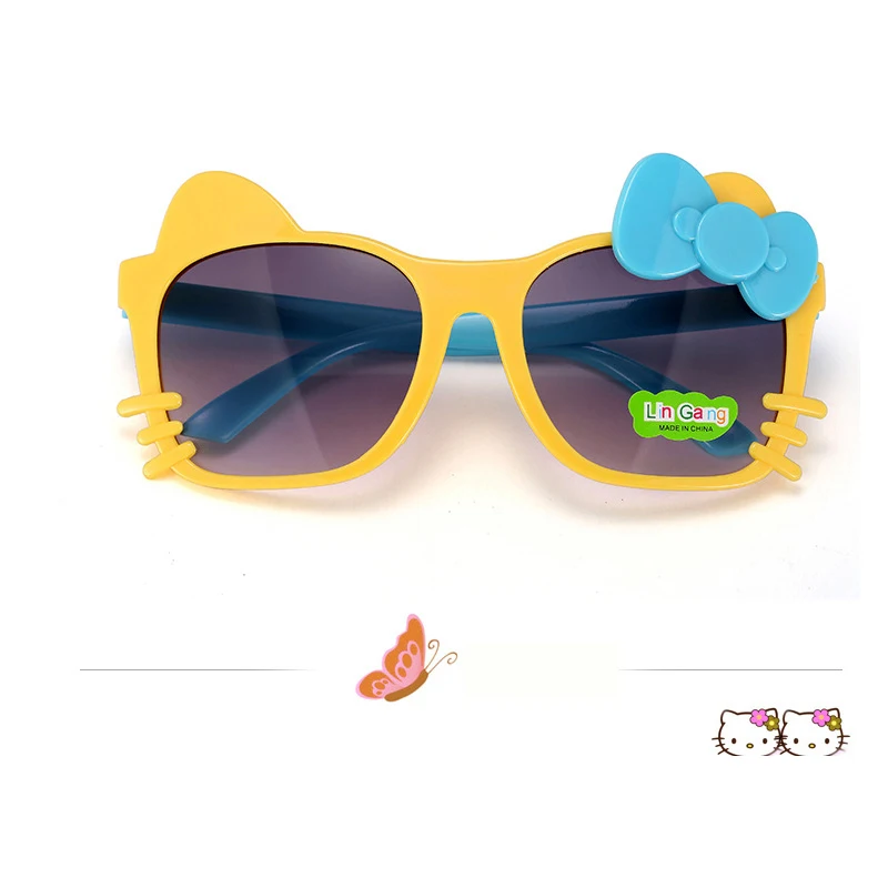 

Модные детские солнцезащитные очки с бантом и рисунком кота, детские очки в пластиковой оправе, очки Gafas Oculos De Sol crianca для девочек