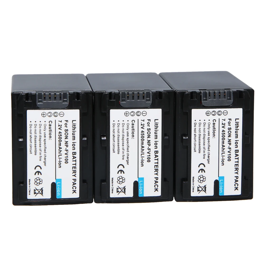 

3Pcs 4500mAh NP-FV100 NP FV100 NPFV100 Rechargeable Camera Batteries for SONY FDR-AX100E AX100E HDR XR550E XR350E CX550E CX350E