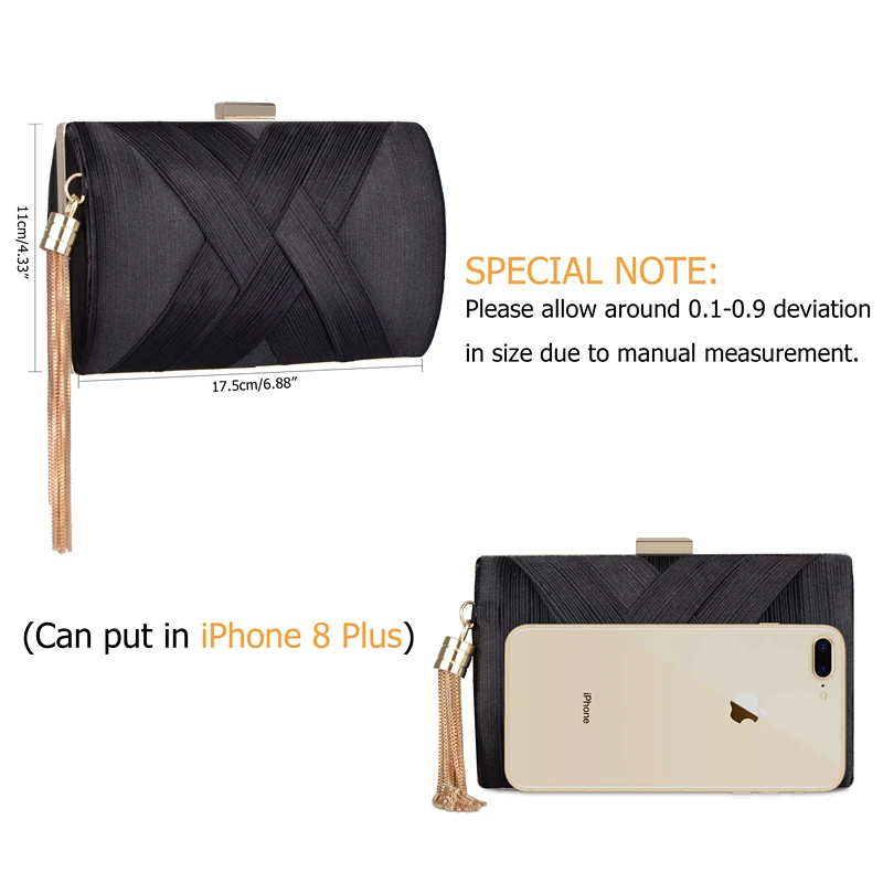 New Metal Tassel women Clutch Bag Chain evening bags Shoulder Handbags Classical Style Small Purse Day Evening Clutch Bags