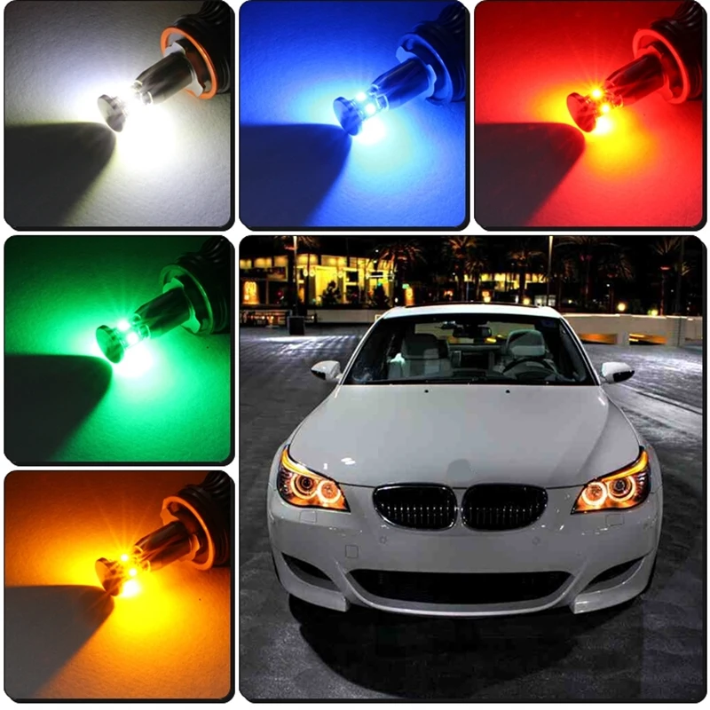 2x For BMW H8 Led Angel Eyes angel eye Light Marker Light RGB Color E87/E82 /E92/E93/E70 X5/E71 X6 X1 X5 parking light 2008-2012