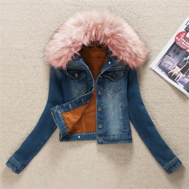 Nueva chaqueta vaquera cálida de terciopelo, ropa para mujer, abrigo de otoño e invierno, chaqueta vaquera corta ajustada, prendas de vestir exteriores para mujer, abrigos vaqueros para mujer