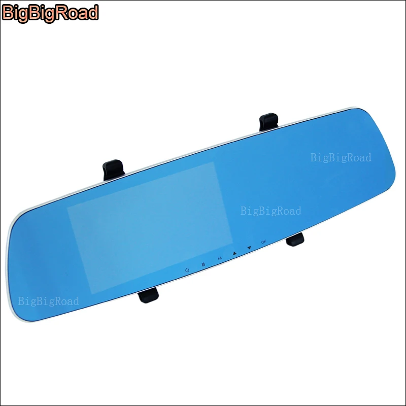 

BigBigRoad 5 Inch Car Blue Screen Front Mirror DVR + Rear View Camera Video Recorder Dashcam For Toyota Sienna Camry Zelas