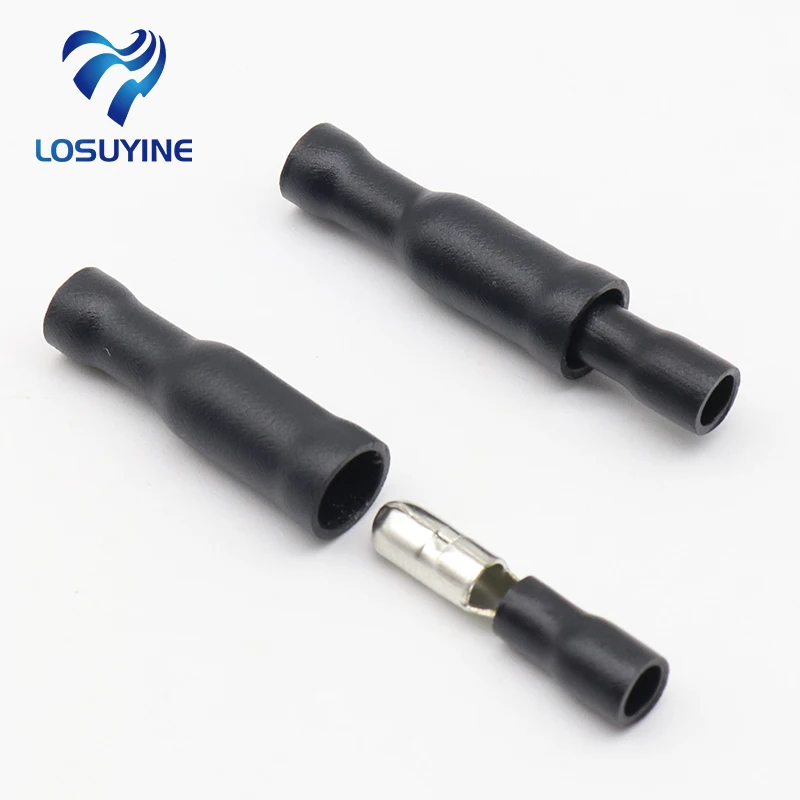 Hot 50 X Black Male Female Bullet Connector Crimp Terminals Wiring