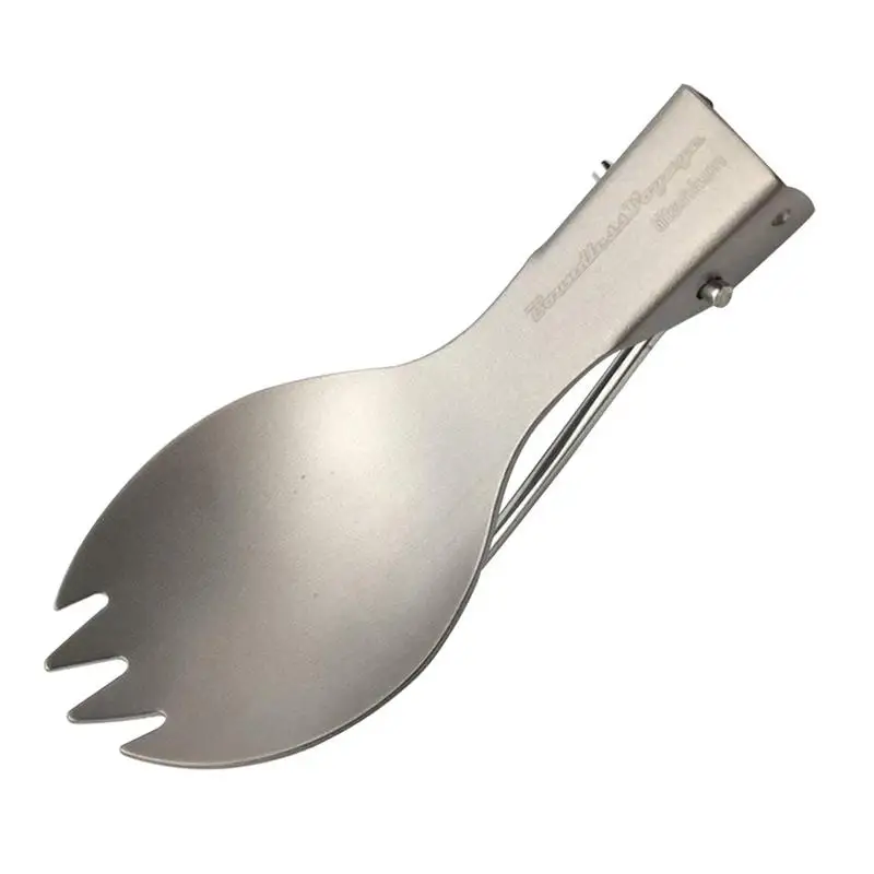 Portable Outdoor Camping Picnic Tableware Folding Titanium Spoon Combo Ultralight BBQ Titanium Spork