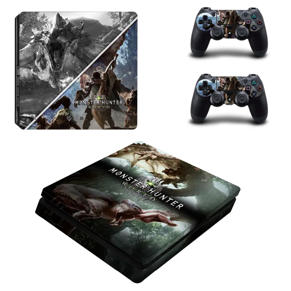 

For Monster Hunter World PS4 Slim Skin Sticker For Sony PlayStation 4 Console and 2 Controllers PS4 Slim SSkin ticker Decal