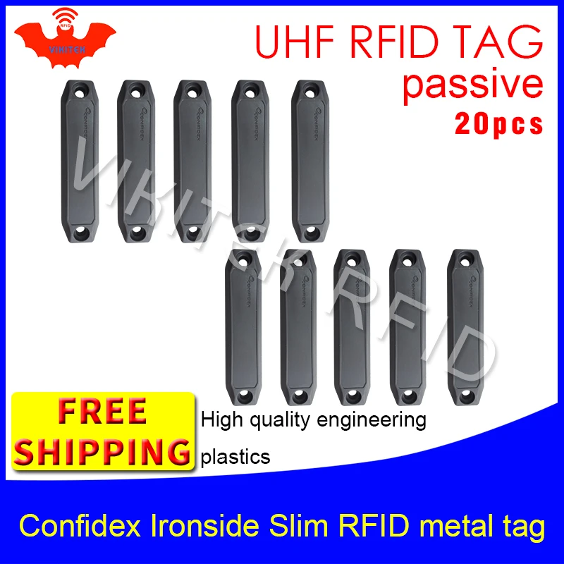 UHF RFID metal tag confidex ironside slim 915m 868m Impinj Monza4QT EPC 20pcs free shipping durable ABS smart passive RFID tags