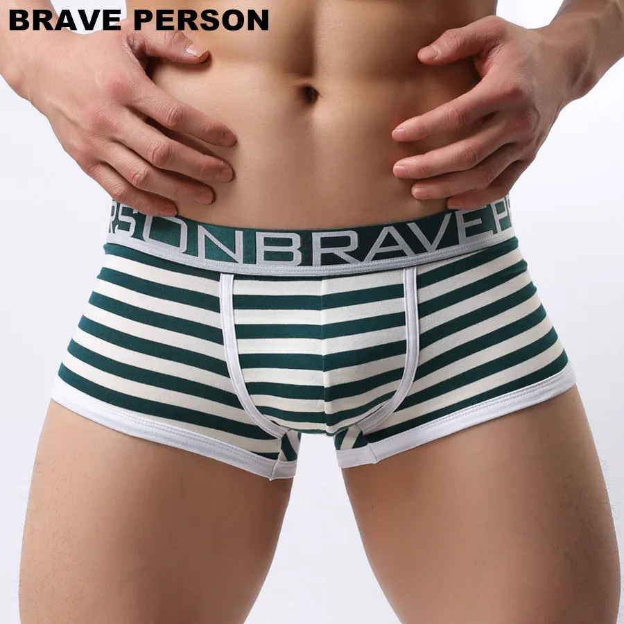 BRAVE PERSON Male Panties Men Underwear Boxers Cotton Underwear Sexy Striped Man Boxer Shorts Underpants B1155