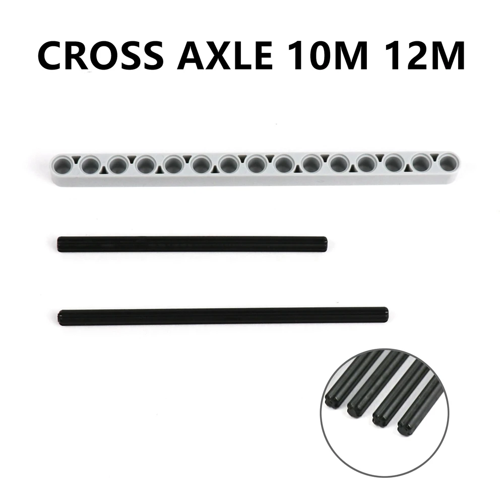 10pcs Technical Axles 10 12 Cross Axle Bulk DIY Building Parts Children Toys Compatible with Lego Parts 3737 3708 Technik Bricks