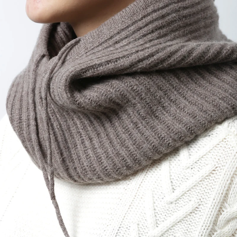 Solid Love brand scarf Collar Head Thickening Set In Autumn and Winter and Warm Pure Wool Knitted Ring Scarf Hat Dual-purpose