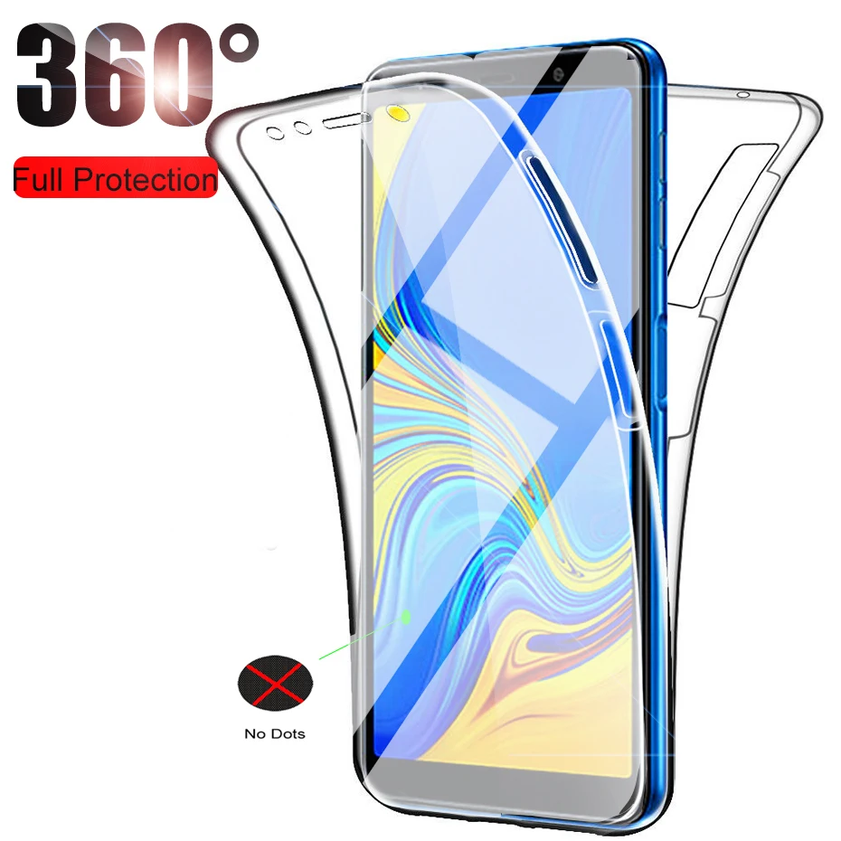 Luxury 360 Full Cover Silicone Phone Case For Samsung Galaxy A7 2018 S8 S9 S10 Plus A50 A30 S10e M10 M20 Transparent TPU PC Case