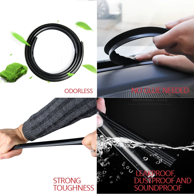 Car Sticker Dashboard Sealing Strip Noise Sound Insulation Rubber Strips Leakproof Weatherstrip Auto Anti Leak Strip Accessories