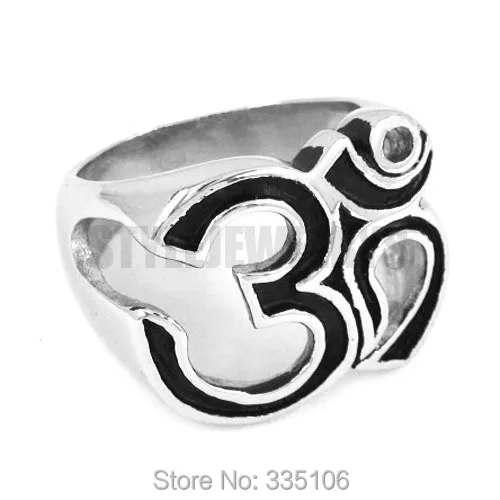 Om Symbol, Buddhism, Zen Art Ring Stainless Steel Jewelry India Om Yoga Motor Biker Men Ring Wholesale SWR0301A