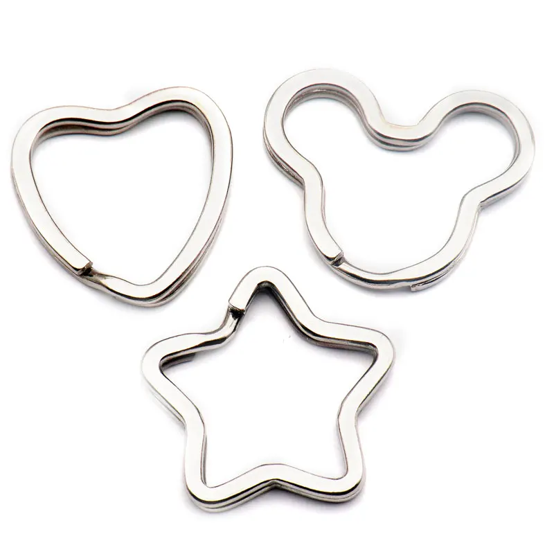 20pcs heart Star Chains Tags Accessories Rings Plated Steel Round Split Ring for Pet Id Tags Pet Dog Cats Tag Collar Accessories