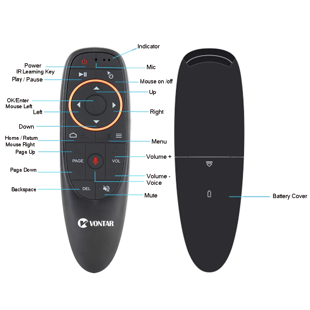 VONTAR G10 z pilotem air mouse z mikrofonem 2.4GHz bezprzewodowa mini klawiatura Google szukaj Gyro dla tv box z androidem PC