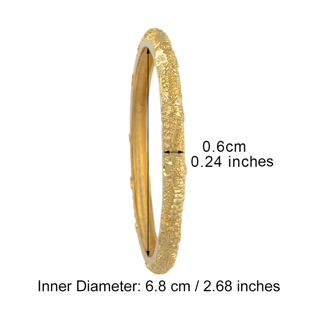 Anniyo 4 Pieces/Lot Dubai Bangle Women Ethiopian Gold Color Bracelets Middle East Best Wedding Jewelry African Ornaments @086706