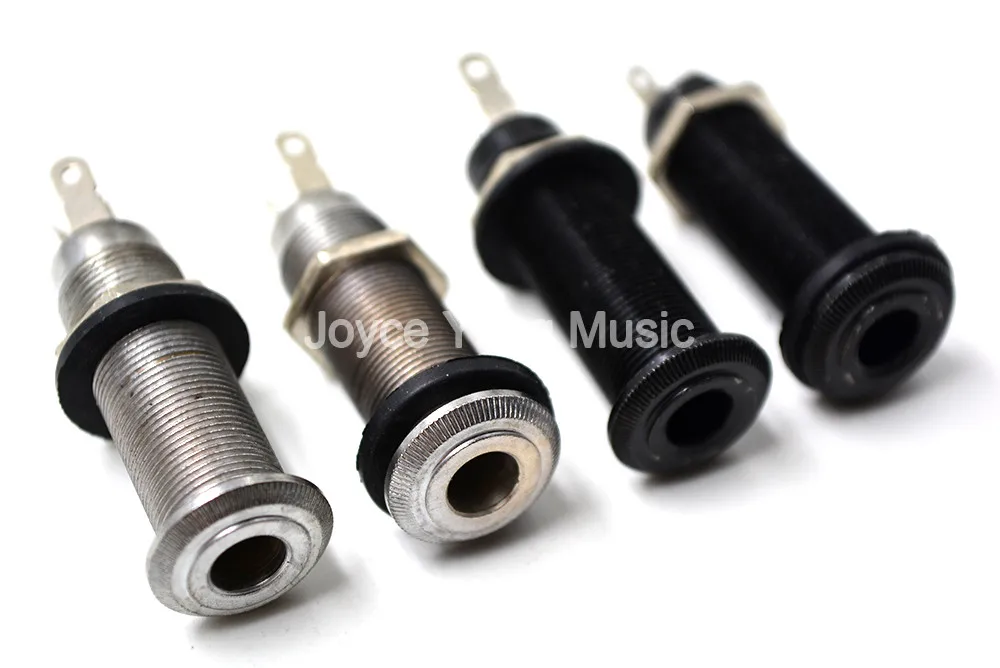 2pcs Niko Silver/Black Guitar Bass Threaded Cylinder Output Jack Plug Socket Plate 1/4