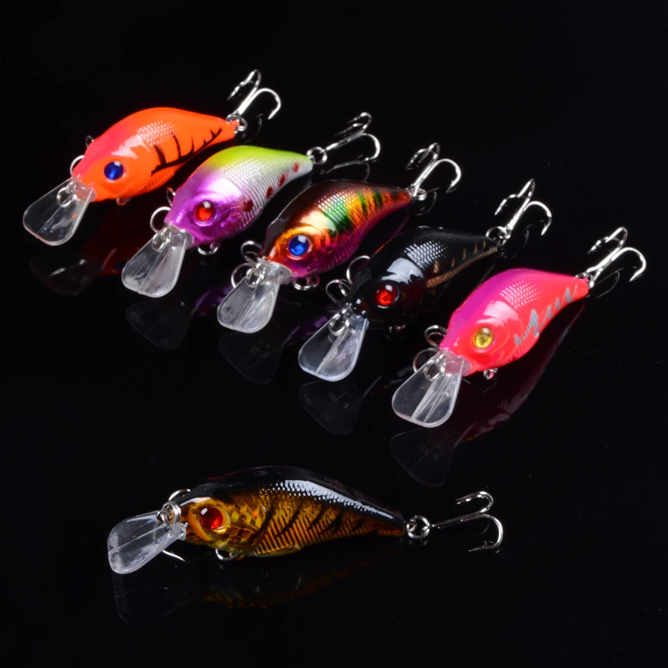 Hard VIB Fishing Lures, isca Minnow, agudos ganchos, afundando Crankbait, Wobblers, Equipamento de pesca, 3Deyes, 7,5 centímetros, 10,2g, 1pc