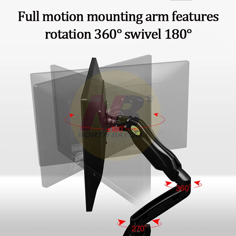 Новая настольная подставка для монитора F80, настольное крепление, поворотный кронштейн для монитора с полным движением, газовая пружина для держателя монитора 17-27 дюймов