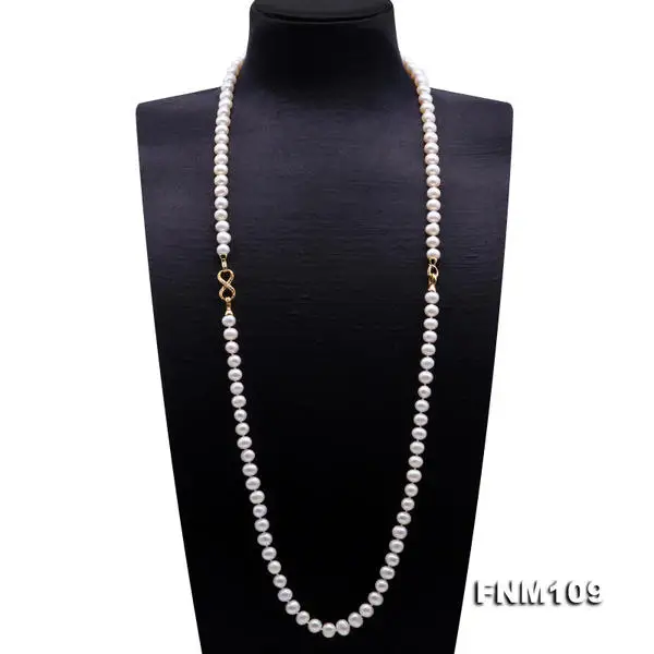 Handmade Real Pearl Jewellery,Charming Top Quality 8.5-9.5mm White Color Round Freshwater Pearl Necklace Long 38inches