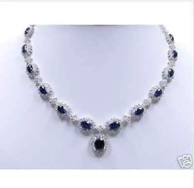 

Hot sale precious White Gold Blue Necklace 18"