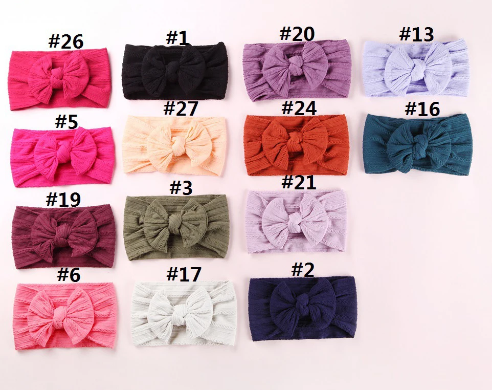 1PC/lot Cable knit headwraps,Soft Wide Nylon Turban Headband Cute Newborn Knot Bow Headband,Babe Girls Hair Accessories