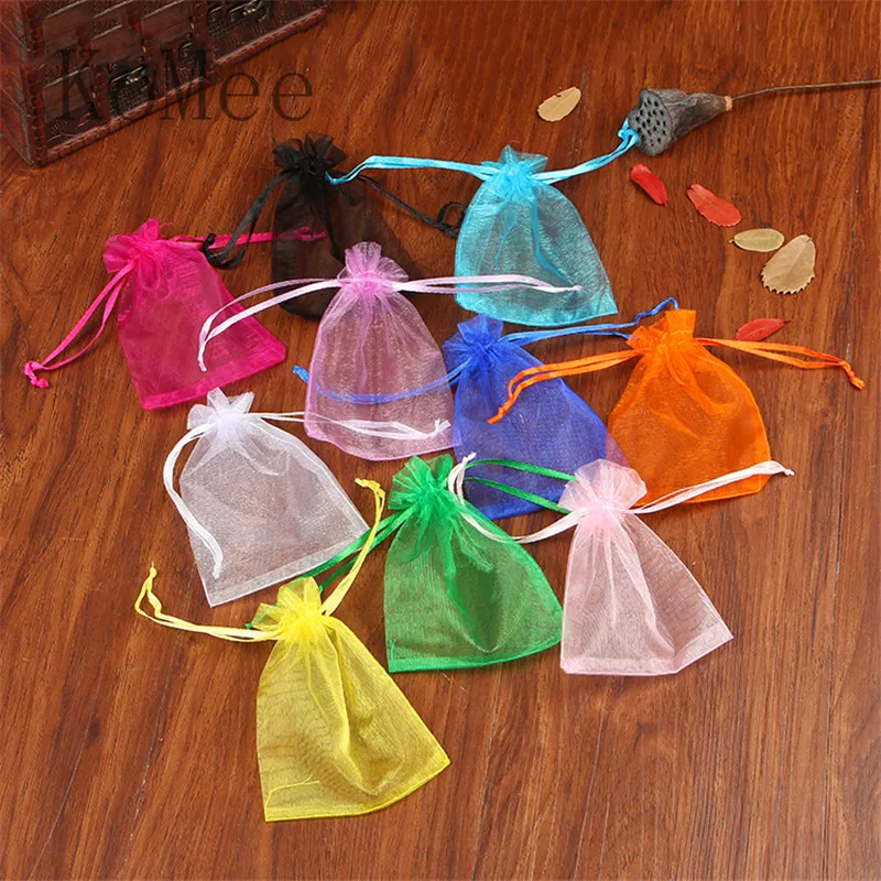 100pcs/lot Multi Colors Organza Bags Party Wedding Favors Candy Gift Bag Jewelry Pouches Boutique Cosmetic Gifts Packaging Bags