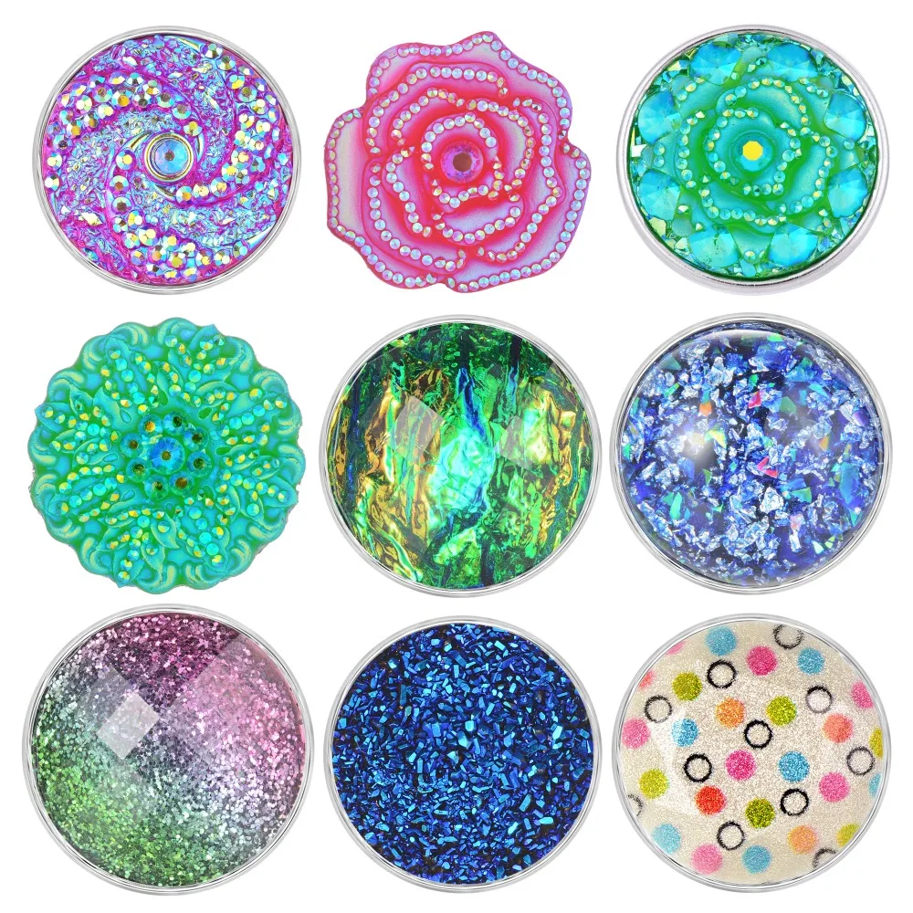 20pcs Mix Pack colorful Resin Series Ginger Snaps 18mm Snap button Charms for women's Snap Jewelry VN-1990*20