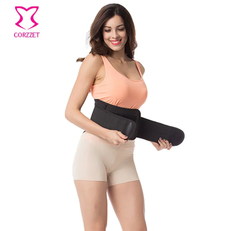 Corzzet Black Brocade Slim Belt Neoprene Waist Trimmer Faja Waist Shaper Corset Waist Trainer Xtreme Power Belt Waist Cincher