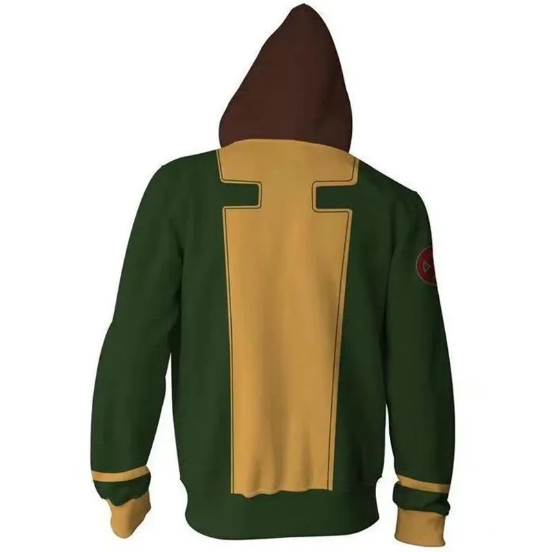 Anime Filme X-Homens e Mulheres Rogue Zipper Hoodie, Cosplay Sweater, Roupas de Impressão 3D, Novo