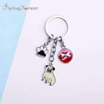 Keychain Pet 닥스 훈트 Keychain Pug Dog Metal Key chain Gift For Girl Bag Charm Keychain Pendant Women Jewelry Dog Lovers Gift 