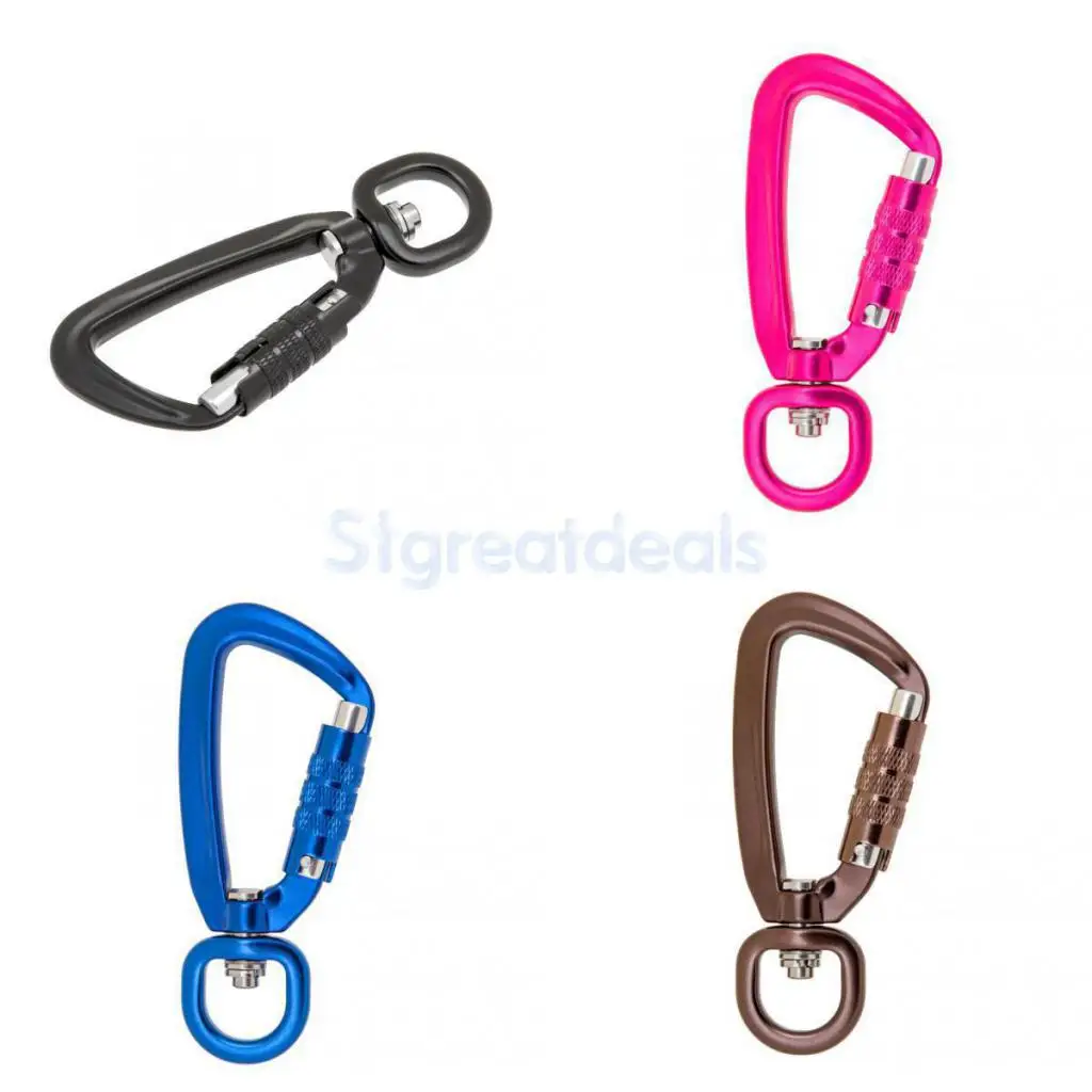 500KG Auto Locking Carabiner with Swivel Rotating Ring Outdoor Climbing Hiking Backpack Keychain Pet Leash Hook 4 Color