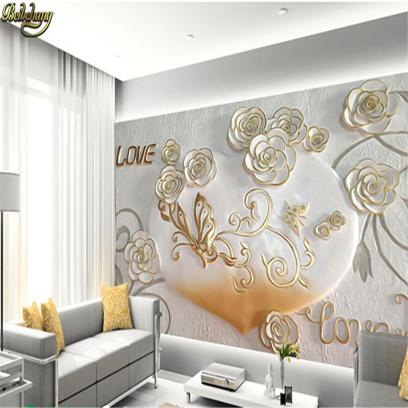 beibehang photo wallpaper European romantic bedroom 3D stereoscopic video wall backdrop wallpaper embossed 3d wallpaper roll