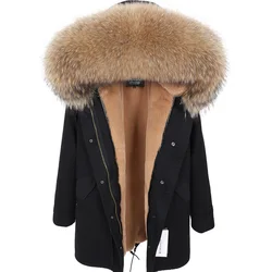 MAOMAOKONG 2021 new Real raccoon fur collar coat women's clothing Long thick warm coat female winter coat parkas Women's jacket