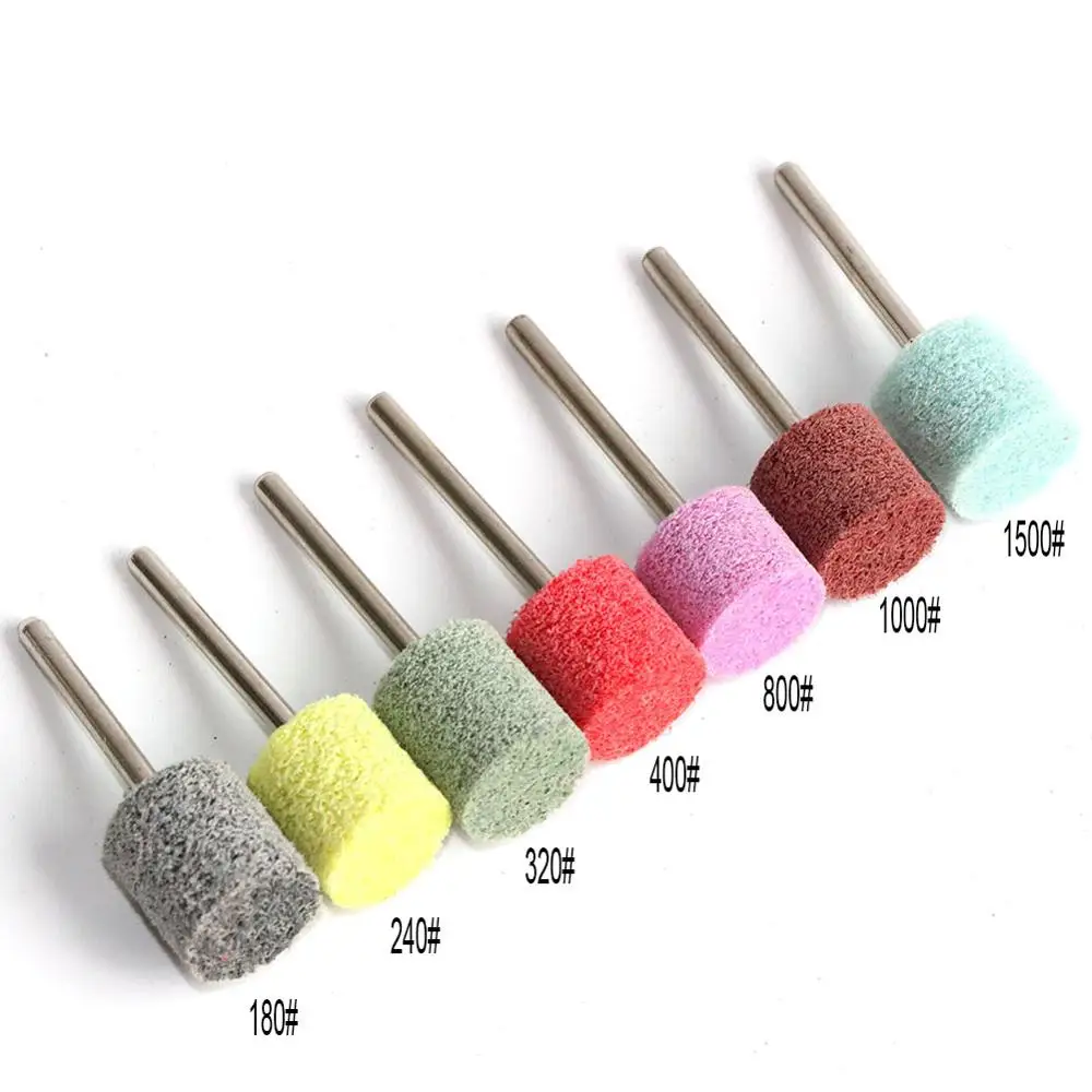 Nylon Fiber Grinding Head, Roda de polimento, Ponto montado para acabamento do molde, Ferramenta rotativa de polimento, Acessórios, 3mm Shank, 7Pcs, 10Pcs