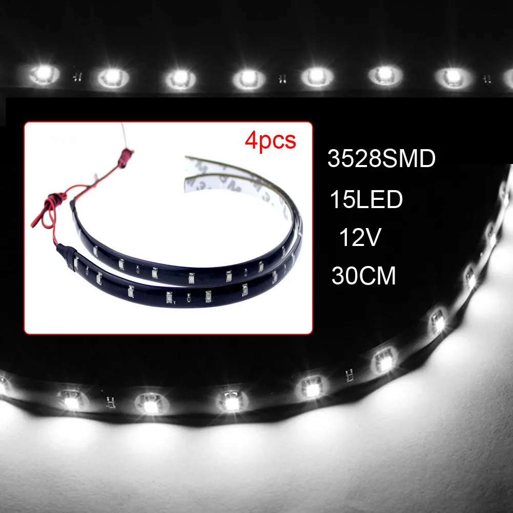 4pcs 12V led strip 15LED interior led Daytime Running Lights Waterproof 30cm Flexible Neon Strip For advertisement decoration